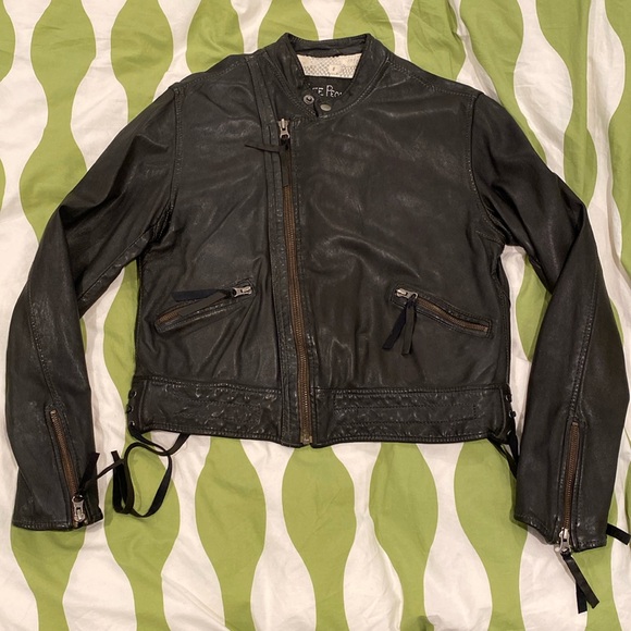 Free People Jackets & Blazers - Free People leather cropped moto jacket